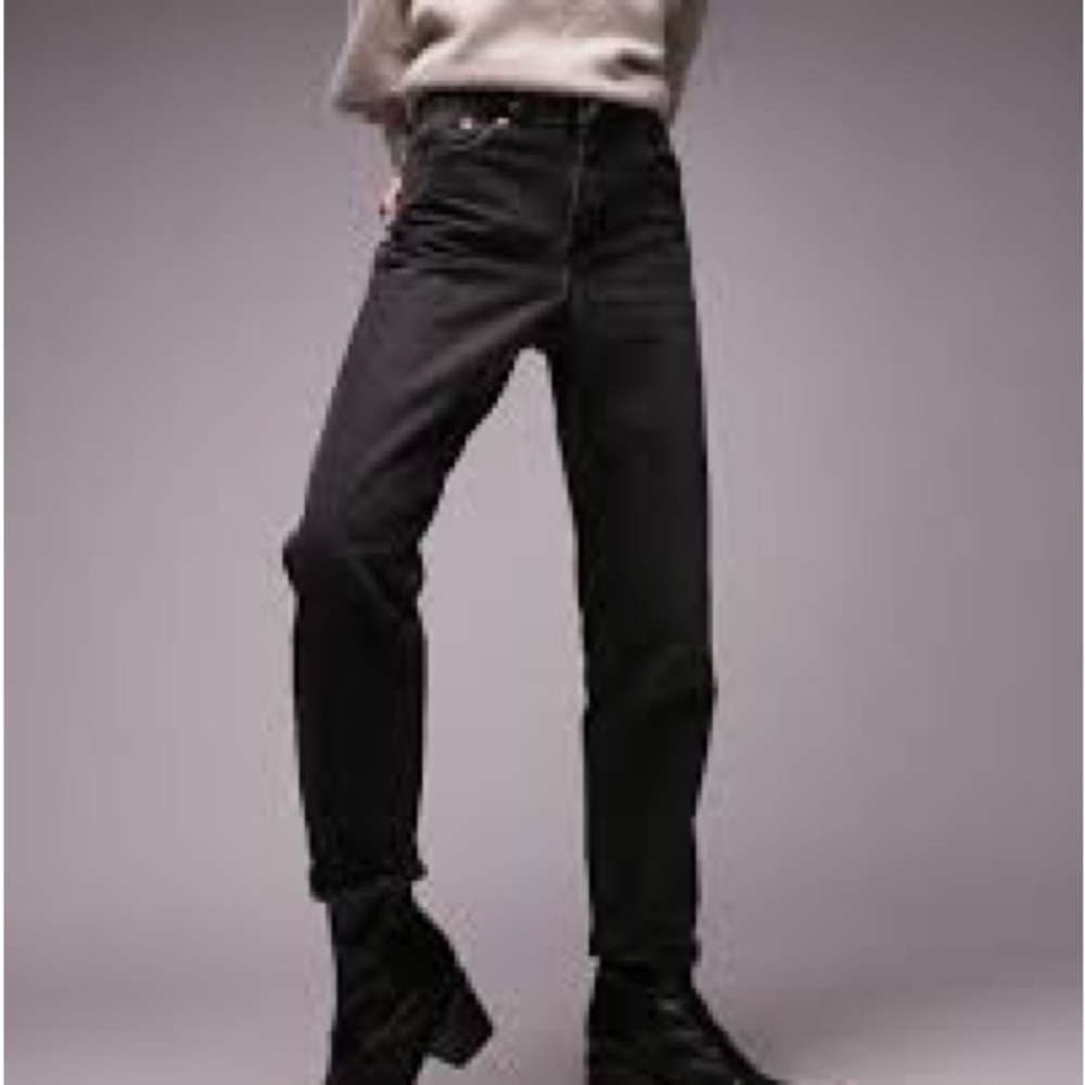 Topshop Petite mom jeans in washed black